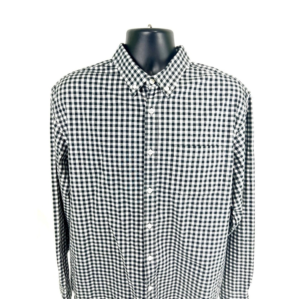 Old Navy button down shirt mens XL Long Sleeve Plaid Black